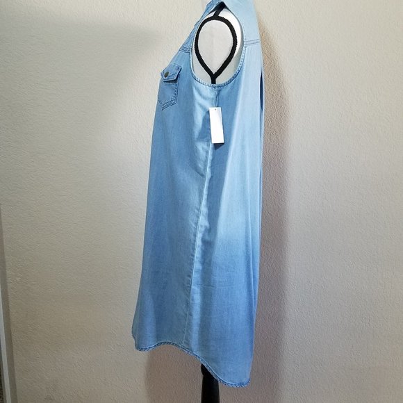 New York & Company Denim Dress Womens Small Sleeveless Blue Jean Light Washed - Picture 3 of 9
